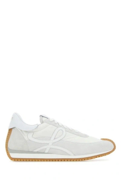 Shop Loewe Man Multicolor Fabric And Suede Ballet Sneakers In White