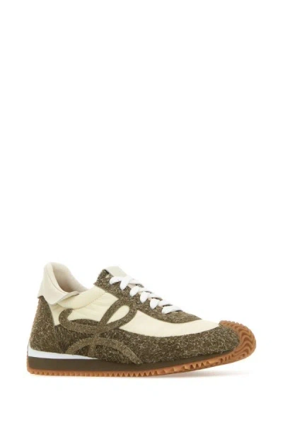 Shop Loewe Man Two-tone Suede And Nylon Flow Runner Sneakers In Multicolor