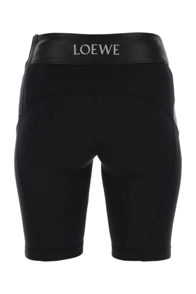 Shop Loewe Woman Black Leather And Fabric Leggings