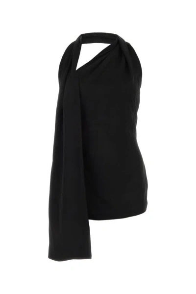 Loewe Black Satin Mini Dress In Black