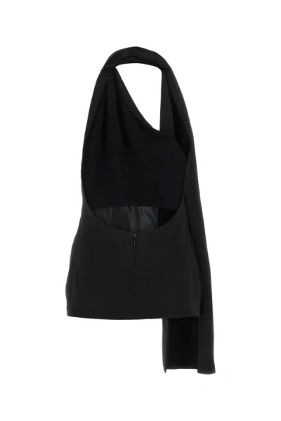 Loewe Black Satin Mini Dress In Black