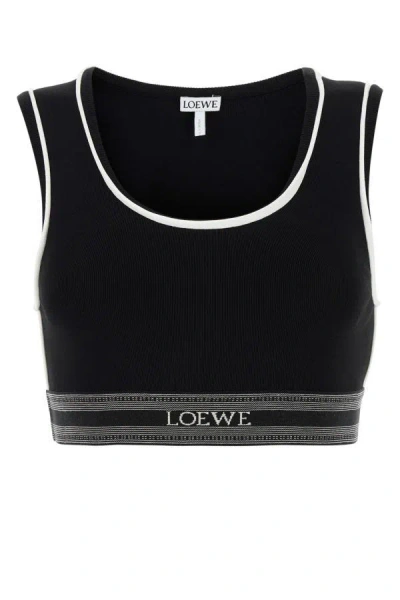 Shop Loewe Woman Black Stretch Viscose Blend Crop-top