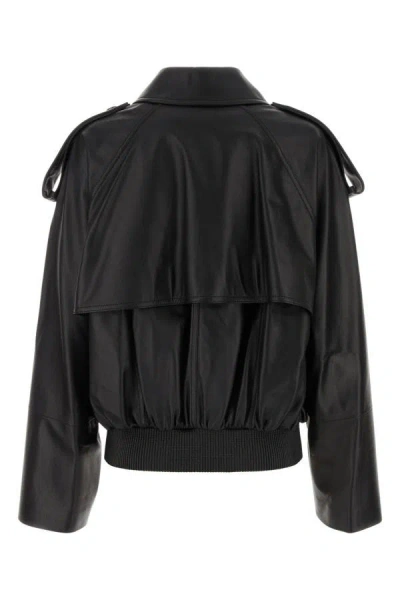 Shop Loewe Woman Black Nappa Leather Jacket In Multicolor