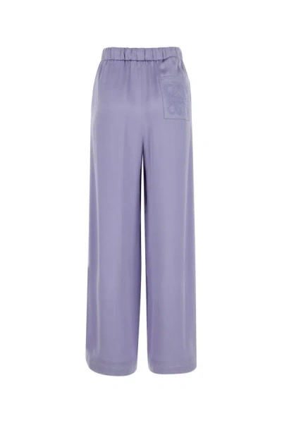Shop Loewe Woman Lilac Satin Pyjama Pant In Purple