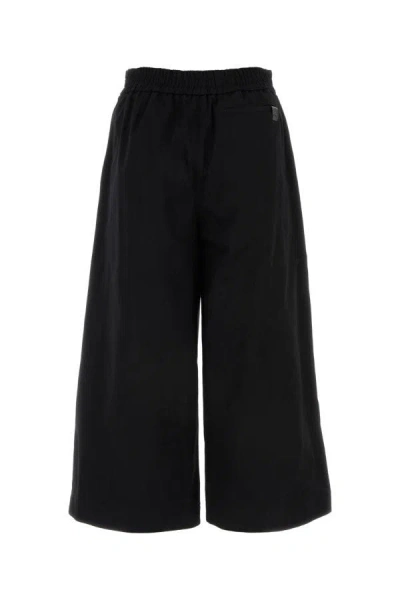 Shop Loewe Woman Black Cotton Culotte Pant In Multicolor