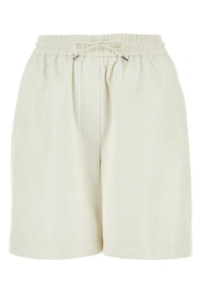 Shop Loewe Woman White Leather Shorts