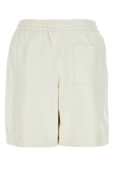 Shop Loewe Woman White Leather Shorts