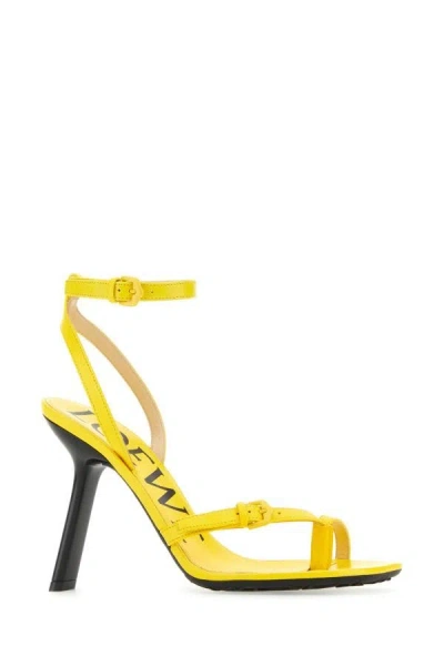 Shop Loewe Woman Yellow Leather Petal Sandals