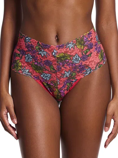 Shop Hanky Panky Printed Retro Lace Thong In Multicolor