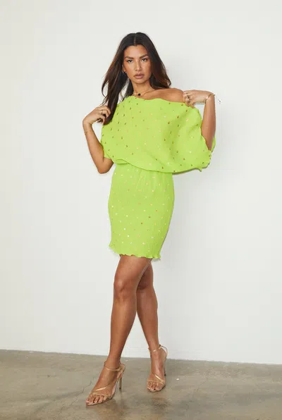 Shop Never Fully Dressed Lime Plisse Mini Tilly Dress
