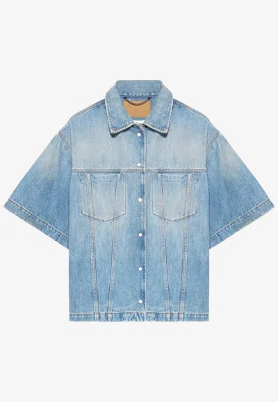Shop 1989 Studio Boxy Short-sleeved Denim Shirt In Blue