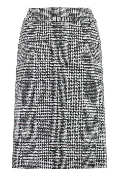 Tom Ford Virgin Wool Skirt With Prince Of Wales Motif In Multicolor