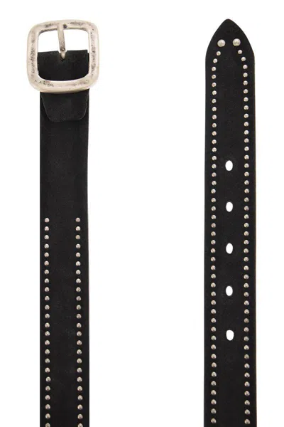 Alberto Luti Studded Leather Belt In Black
