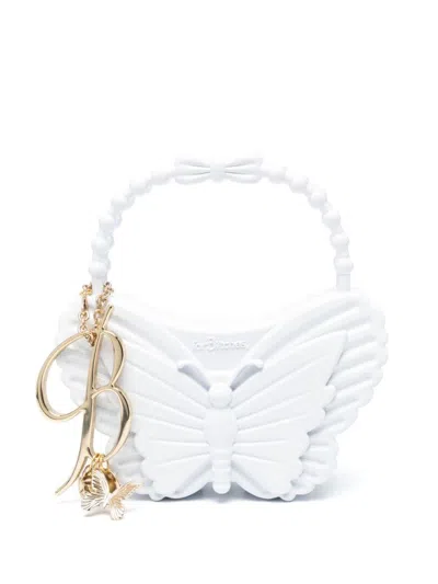 Shop Blumarine Butterfly Shaped Handbag In White