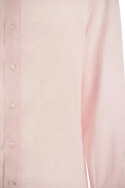 Shop Brunello Cucinelli Basic Fit Linen Shirt In Pink