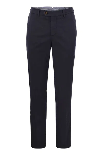 Shop Brunello Cucinelli Italian Fit Cotton Gabardine Trousers In Navy