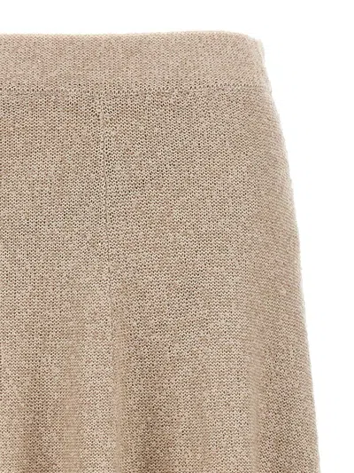 Shop Brunello Cucinelli Sequin Knitted Skirt In Beige