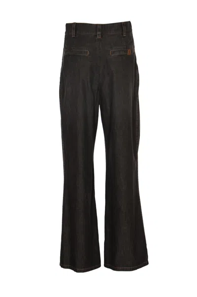 Shop Brunello Cucinelli Trousers In Black Vintage Denim Senza Baff