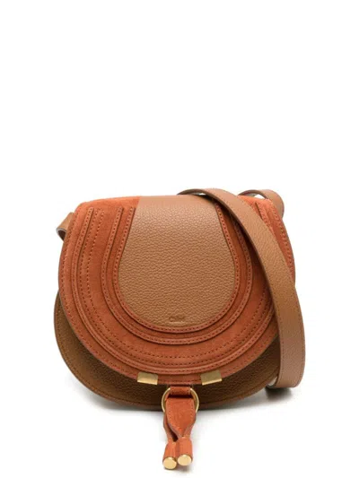 Shop Chloé Marcie Small Leather Crossbody Bag In Leather Brown
