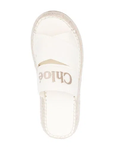 Shop Chloé Mila Canvas Flatform Sandals In White