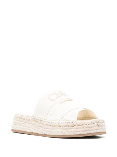 Shop Chloé Mila Canvas Flatform Sandals In White