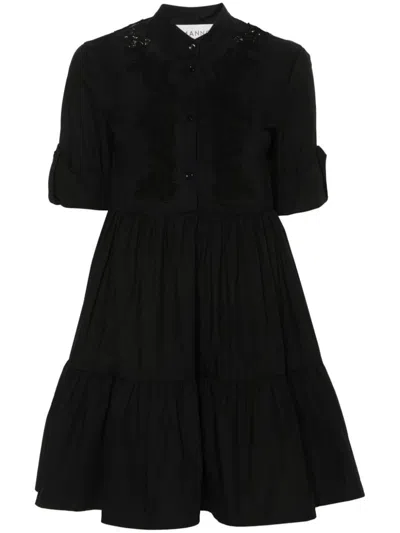 Shop Ermanno Firenze Cotton Shirt Dress In Black