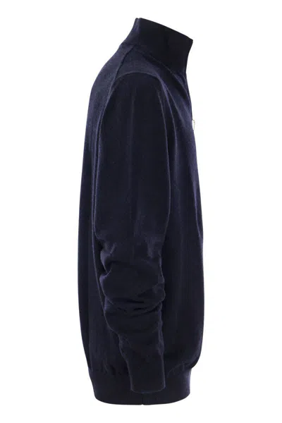 Shop Fedeli Favonio - Zip Turtleneck Sweater In Cashmere In Navy Blue