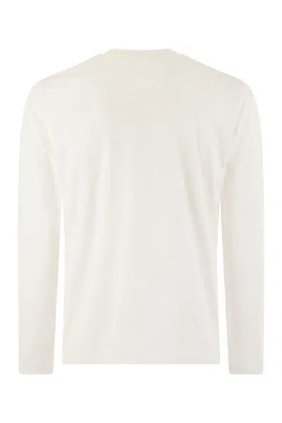 Shop Fedeli Extreme Long-sleeved Giza Cotton T-shirt In White