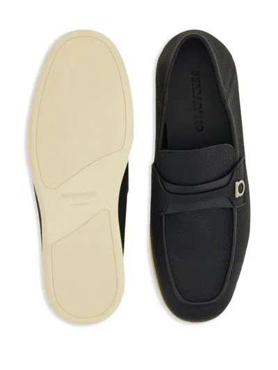 Shop Ferragamo Leather Loafers In Black