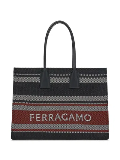 Shop Ferragamo Logo Large Tote Bag In Black