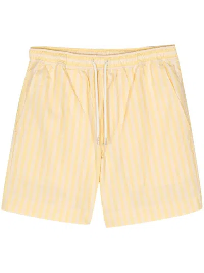 Shop Maison Kitsuné Shorts In S Light Yellow Stripes