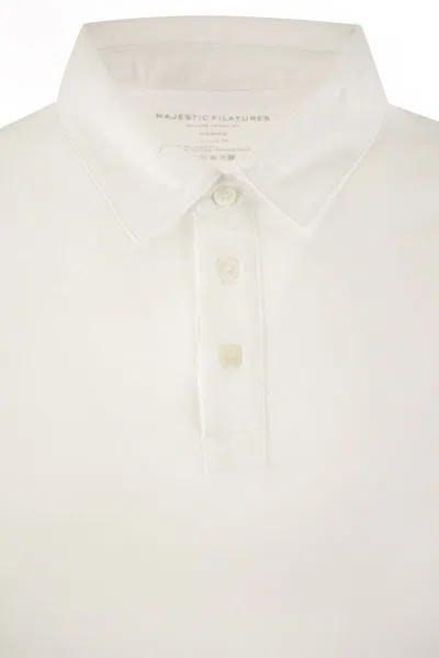 Shop Majestic Filatures Short-sleeved Polo Shirt In Lyocell In White