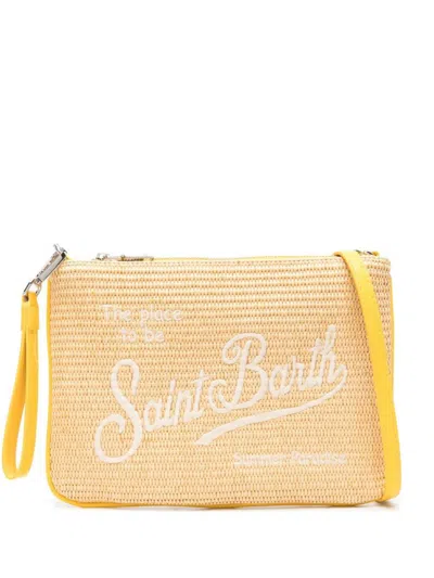 Shop Mc2 Saint Barth Parisienne Straw Clutch Bag In Yellow