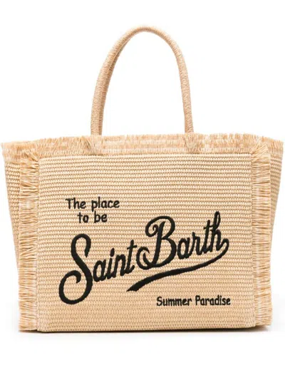 Shop Mc2 Saint Barth Vanity Straw Tote Bag In Beige