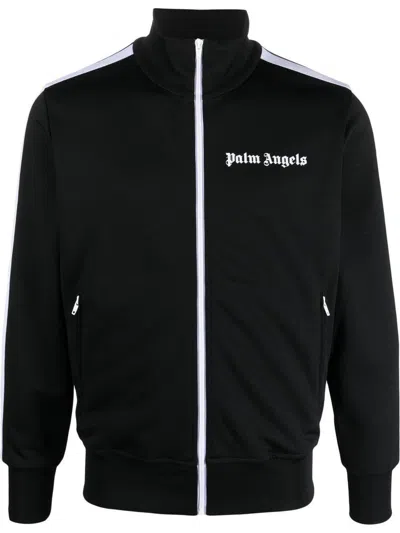 Shop Palm Angels Nylon Zipped Track Jacket In Black