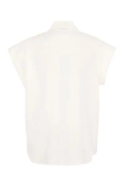 Shop Peserico Linen Sleeveless Shirt In White