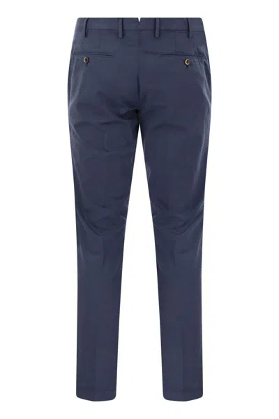 Shop Pt Torino Skinny Trousers In Cotton And Silk In Night Blue