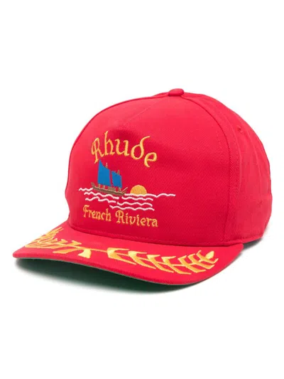 Shop Rhude Riviera Sailing Hat Accessories In Red