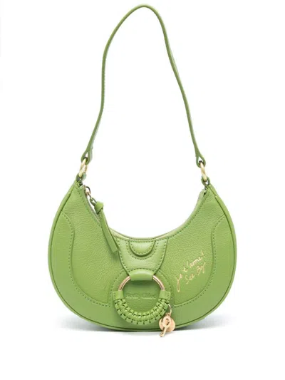 Shop See By Chloé Hana Half-moon Leather Shoulder Bag In Green