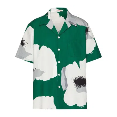 Shop Valentino Shirts In Green/white