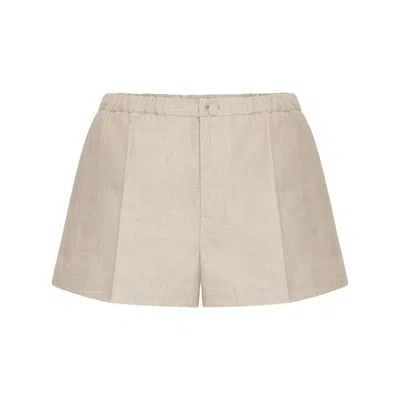 Valentino Linen Shorts With Button Detail In Neutrals