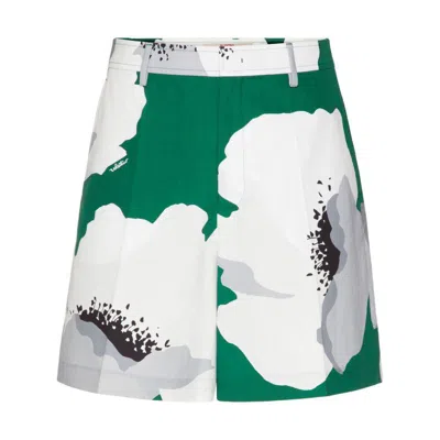 Shop Valentino Shorts In Green/white