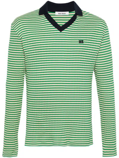 Shop Wales Bonner Polo In Ivory And Green
