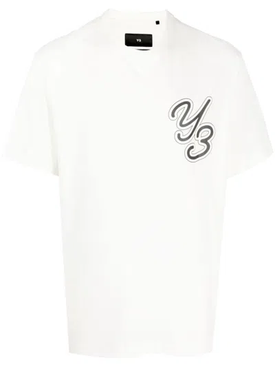 Shop Y-3 Adidas Logo Cotton T-shirt In White