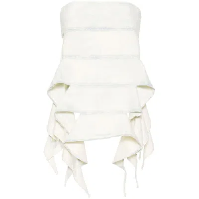 Y/project Snow White Wash Cotton Bug Denim Top In Neutrals