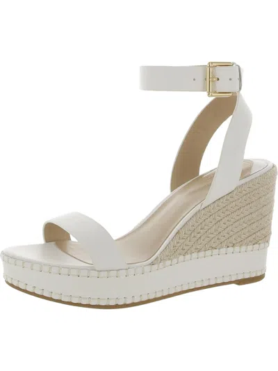 Shop Lauren Ralph Lauren Hilarie Womens Leather Wedge Slingback Sandals In White