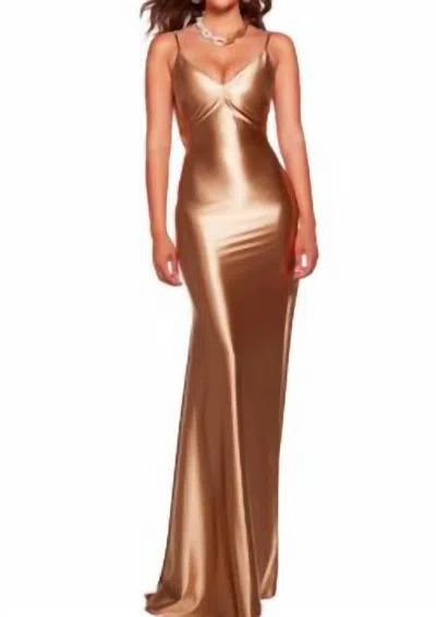 Shop Alyce Paris Satin Silk Prom Gown In Gold
