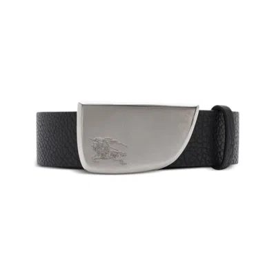 Shop Burberry Belts In Black/silver