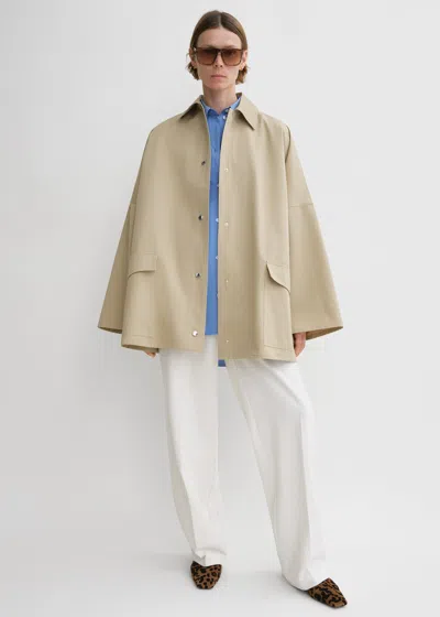 Shop Totême Cotton Twill Overshirt Jacket Fawn
