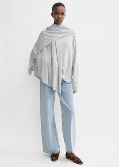 Shop Totême Crew-neck Silk Cashmere Knit Grey Melange